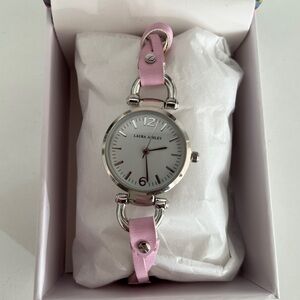 LAURA ASHLEY Watch Twisted Pink Delicate Band Stainless Steel Back New Battery